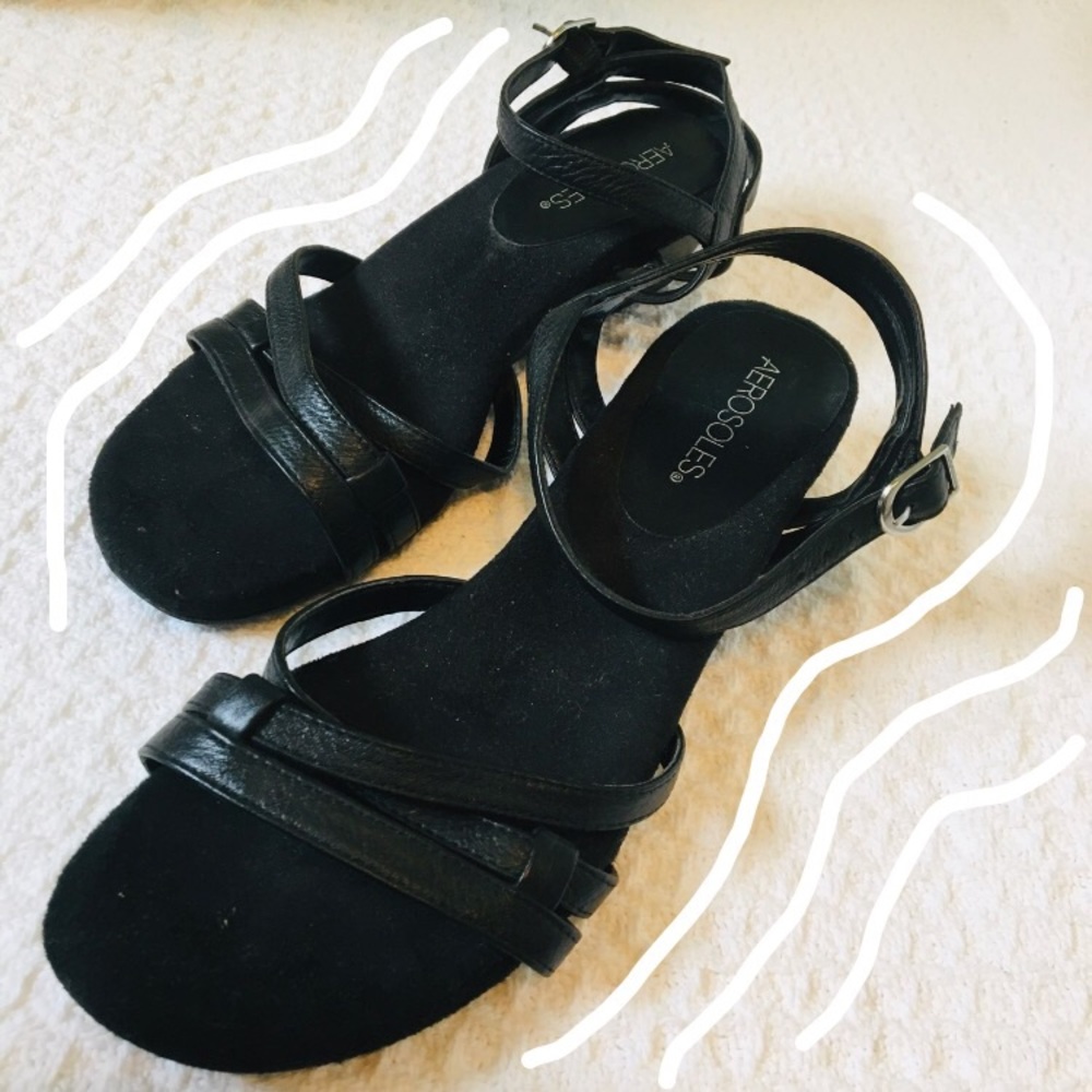 Aerosoles Black Leather Sandals